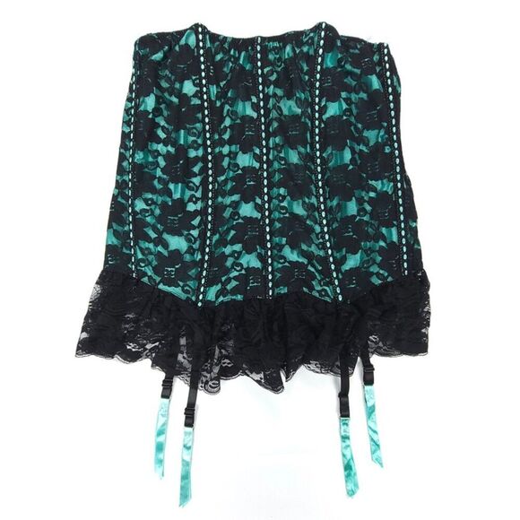 TORRID Strapless Boned Corset Ruffled Sheer Mesh Lace Plus Size 3X Teal Black - Picture 1 of 5